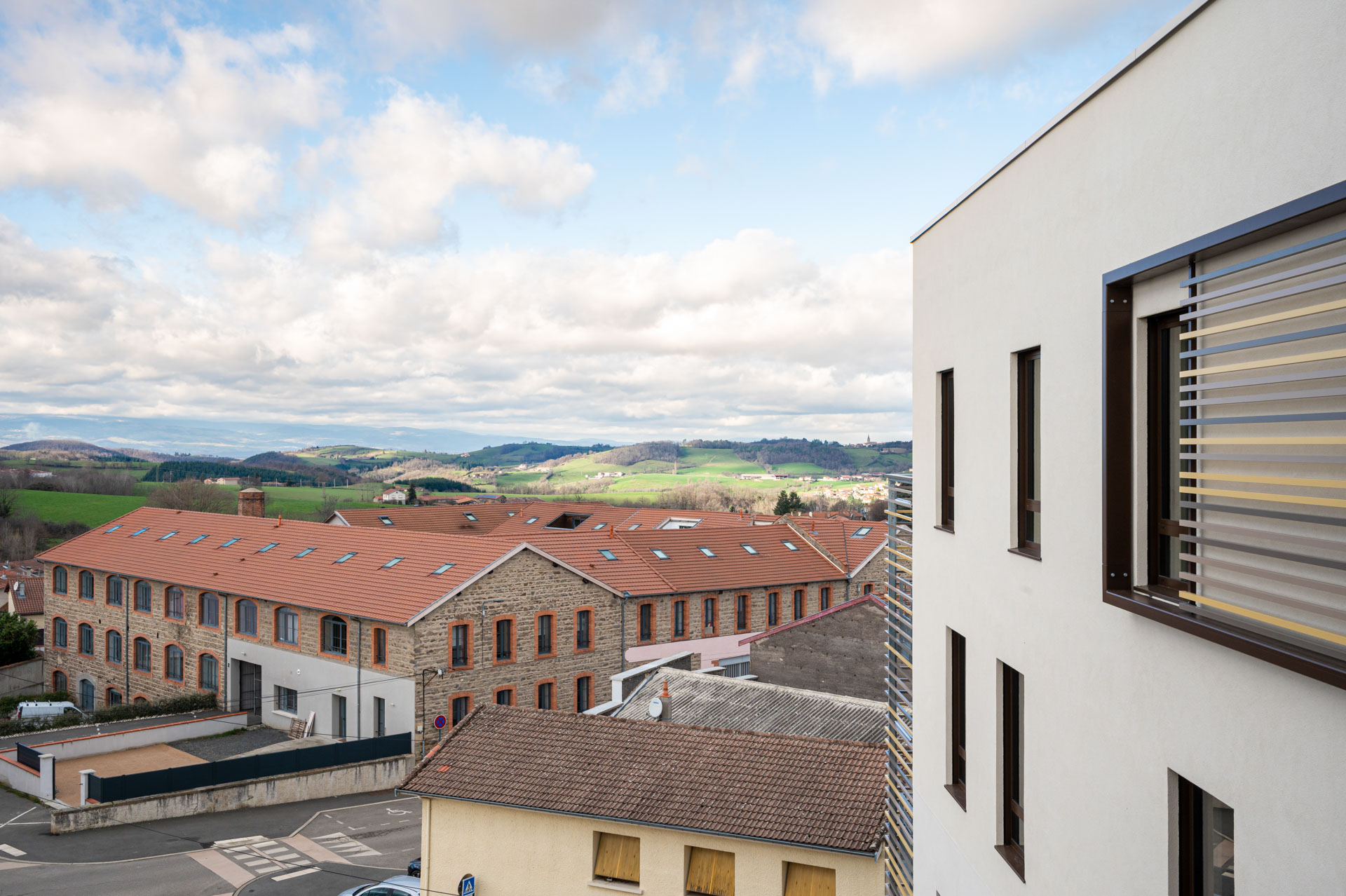 Photographies d'architecture de l'EHPAD de Chazelles sur Lyon - vue depuis dernier étage