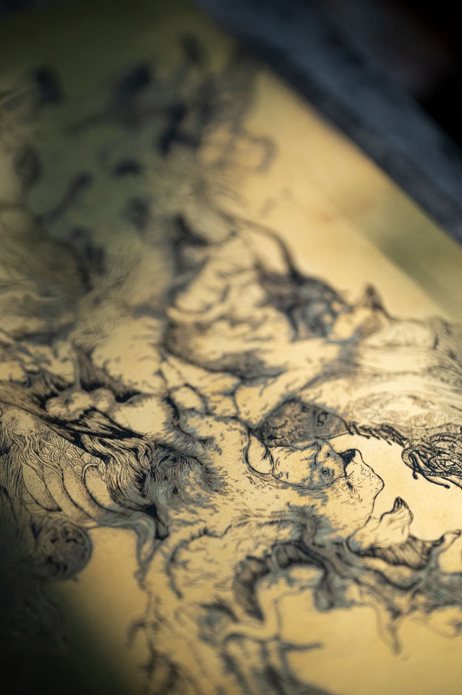 Photo d'artisanat, Kim Coz, gravur à l'eau forte